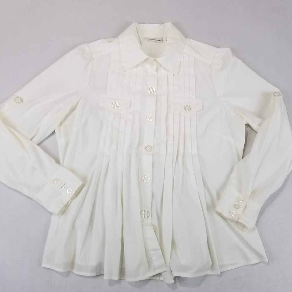 JohnPaulRichard Shirt Womens XL Pleated Button Front Pocket Long Sleeve Top - Picture 7 of 10